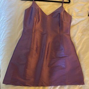 Lulus My Desire Purple Metallic V-Neck Mini Dress, Size M